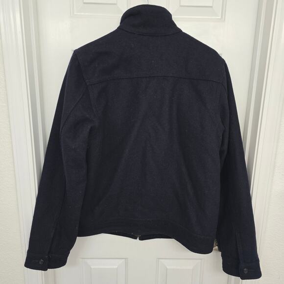 Abercrombie & Fitch Men’s Wool Coat Jacket L Navy Blue Quilted Classic Preppy - Picture 3 of 9